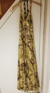 BCBG Halter Maxi Dress with Gold Threading